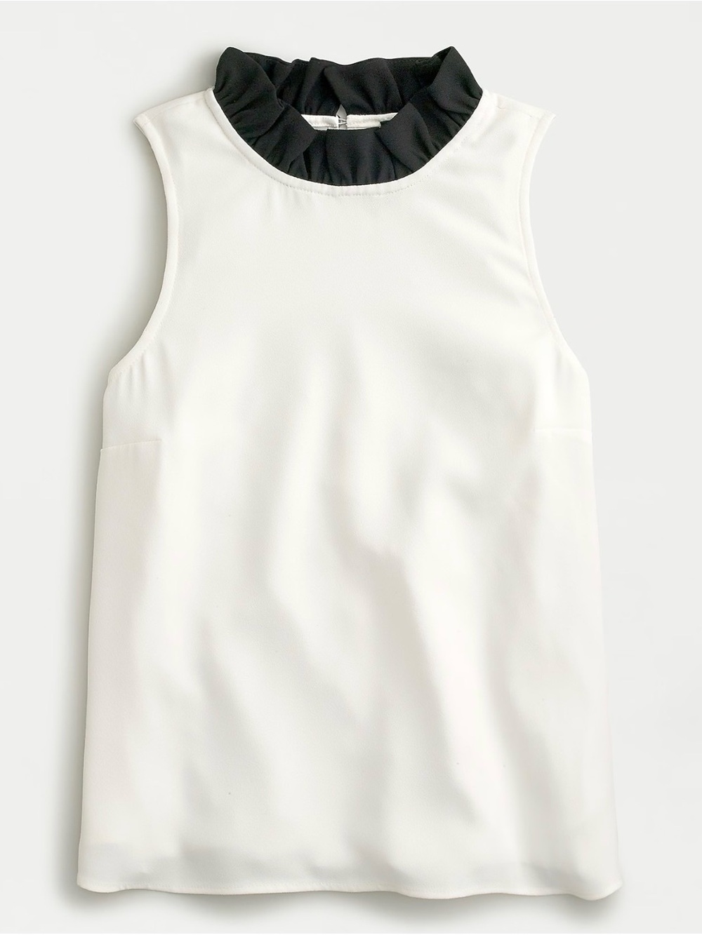 J. Crew White Sleeveless Camisole with Black Ruffle Collar